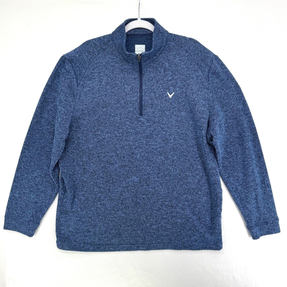Callaway 1/4 Zip Pullover Mens XL Blue Heather Marled Golf Sweater Active Layer